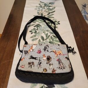 NEW Vera Bradley Convertible Flap Crossbody - Black / DOG SHOW